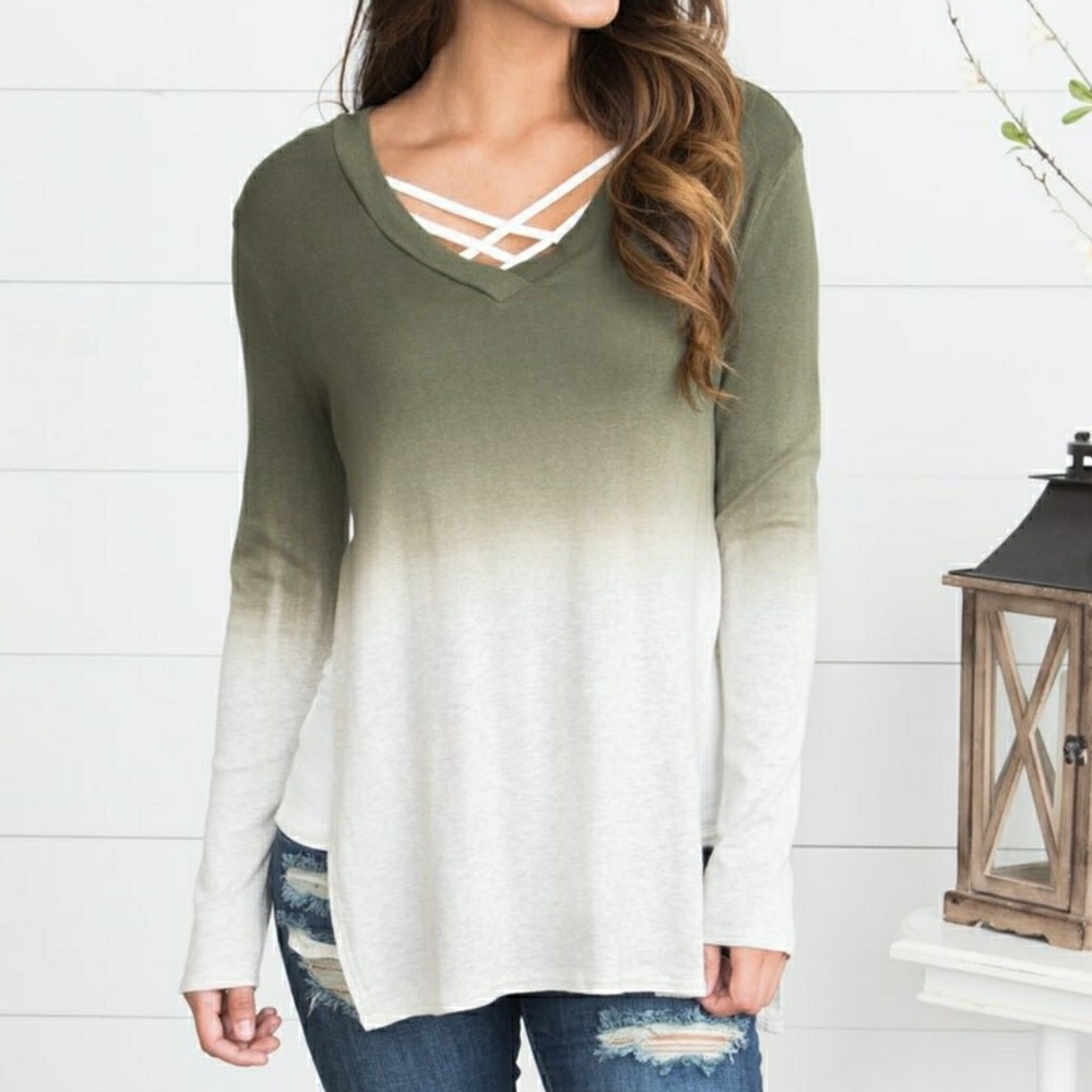 Olive to ivory ombre top